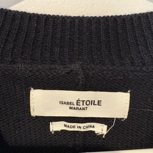 Isabel Marant Etoile Black Wool Blend Side Slit Crewneck Distressed Sweater 36 - Picture 7 of 8